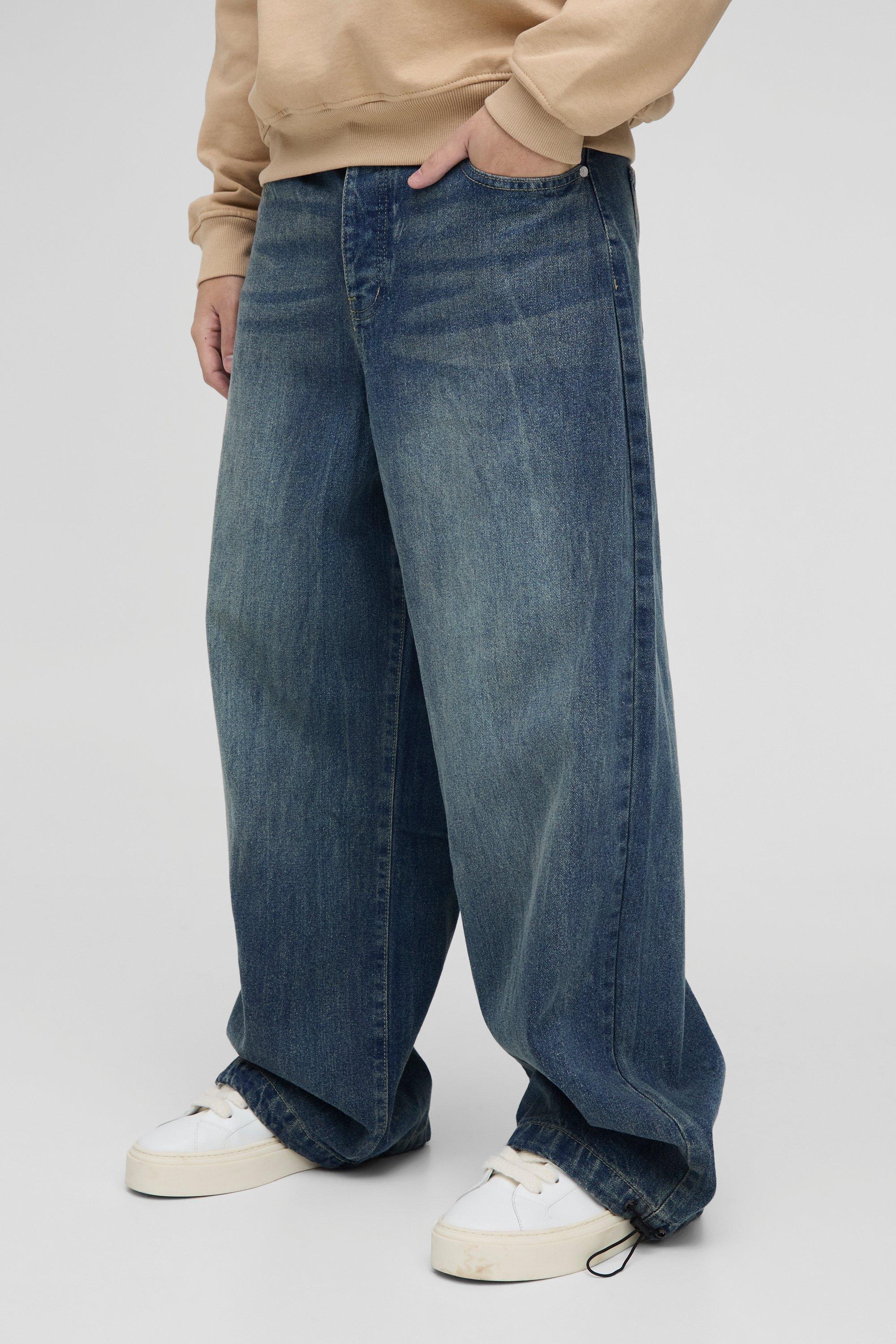 【BAON】24SS★ [BAONHAUS] Parachute Washed Wide Denim Pants Denim Parachute Washed Jeans | boohooMAN USA